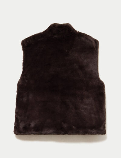 Veste r&eacute;versible sans manches marron fonc&eacute; femme