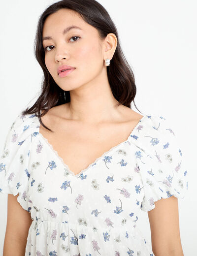 Blouse noeud dos Bridgerton blanc femme