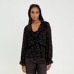 Blouse droite courte manches longues noir femme