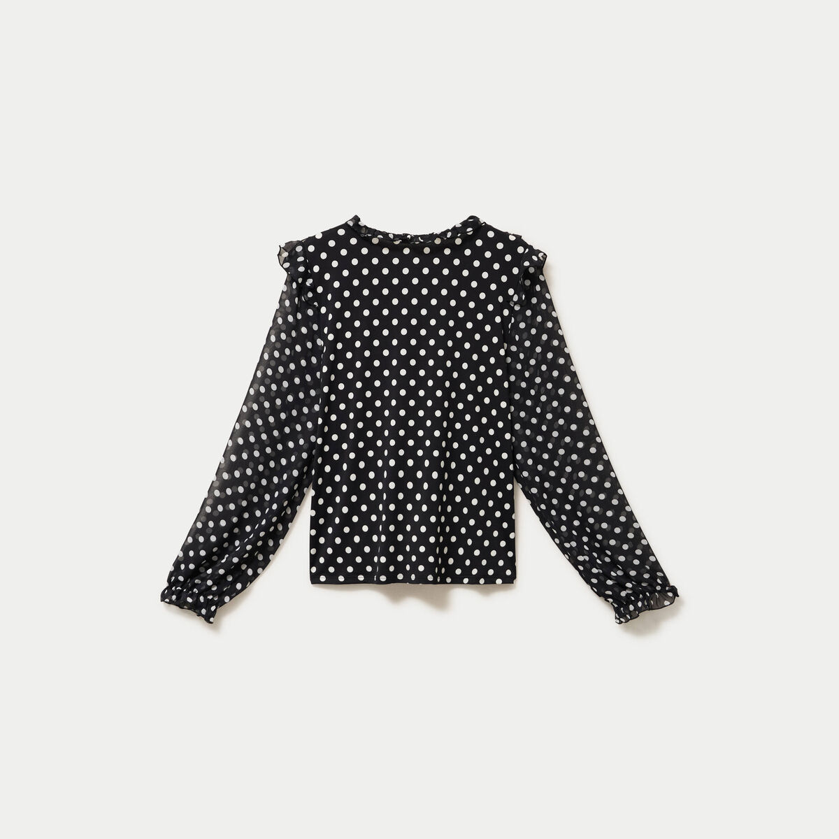 Blouse droite voile manches longues noir femme