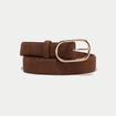 Ceinture fine aspect daim camel femme