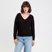 Pull avec col en V noir femme