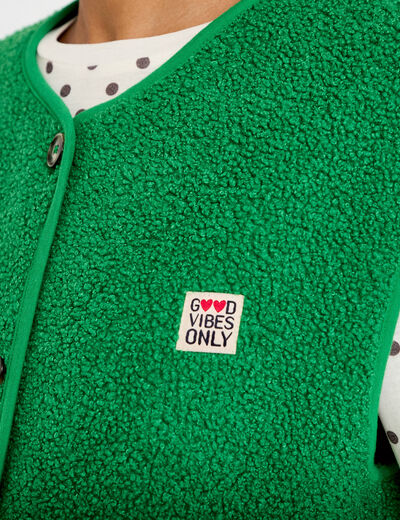 Gilet sans manches effet polaire vert fonc&eacute; femme