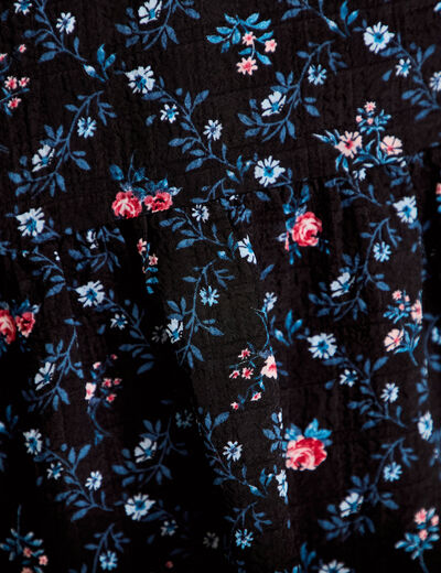 Chemise col v manches longues noir femme