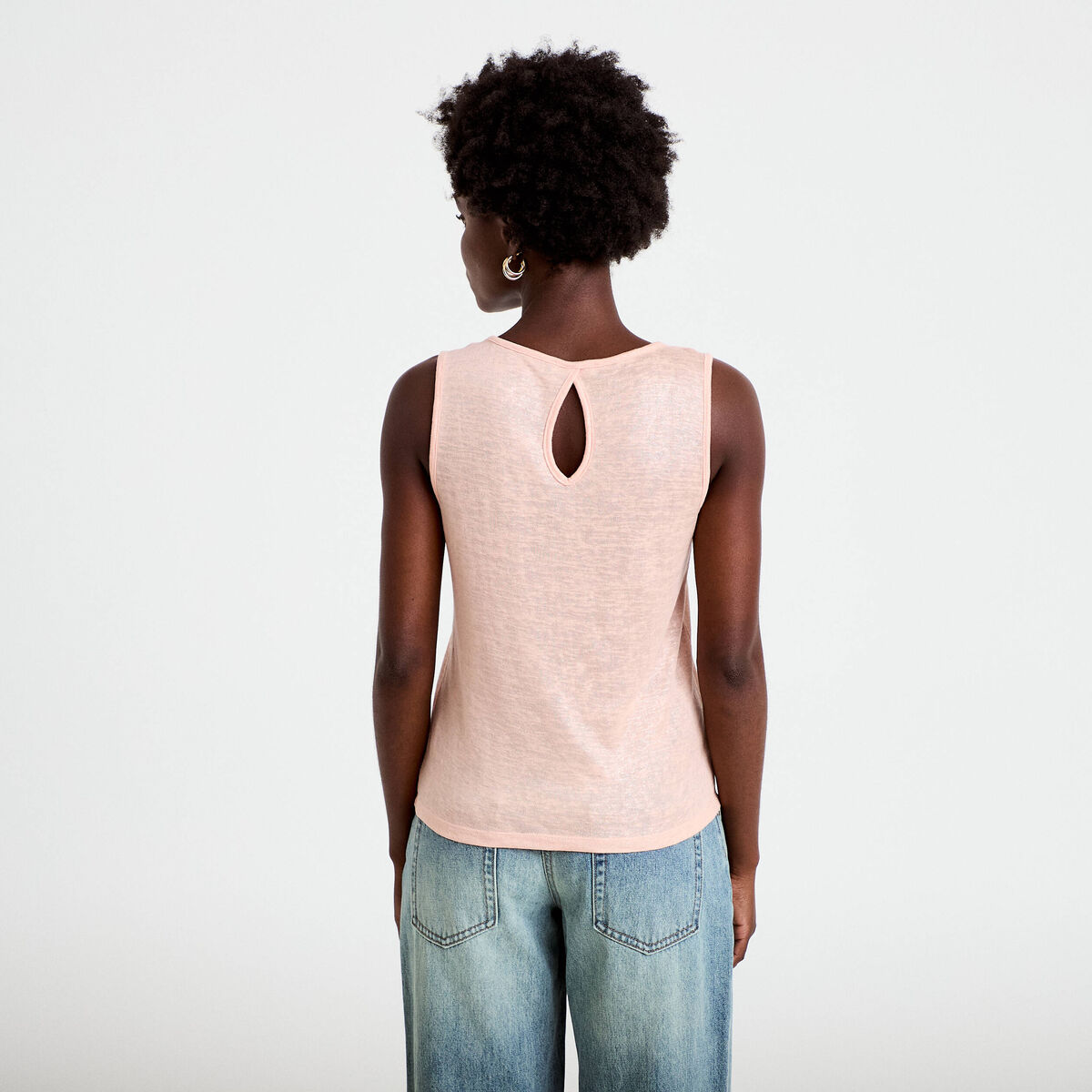 D&eacute;bardeur col v rose saumon femme