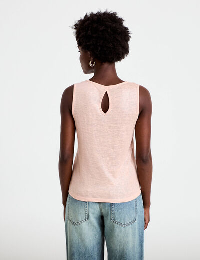 D&eacute;bardeur col v rose saumon femme
