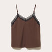Top ajust&eacute; col v fines bretelles marron fonc&eacute; femme