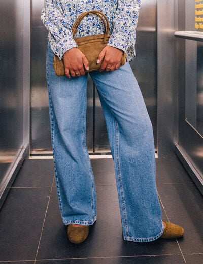 Jeans wide leg taille haute denim double stone femme