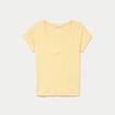 T-shirt ajust&eacute; col v manches courtes jaune clair femme
