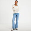 Pull ample ajour&eacute; manches longues ecru femme