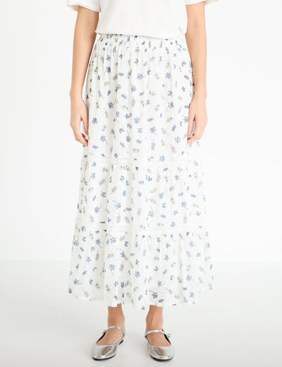 Jupe longue &eacute;vas&eacute;e Bridgerton blanc femme