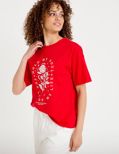 T-shirt oversize manches courtes rouge femme