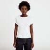 Top ajust&eacute; col rond manches courtes ecru femme