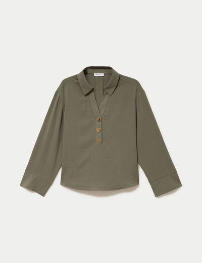 Blouse manches longues vert kaki femme