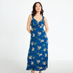 Robe longue &eacute;vas&eacute;e col coeur Bridgerton bleu fonc&eacute; femme