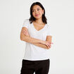 T-shirt col v manches courtes blanc femme
