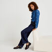 Chemise droite en jean col montant blanc femme