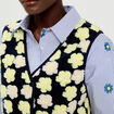 Gilet sans manches &agrave; motif effet polaire bleu marine femme