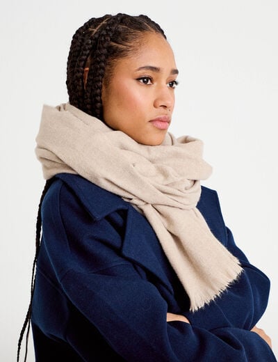 &Eacute;charpe plaid ecru femme