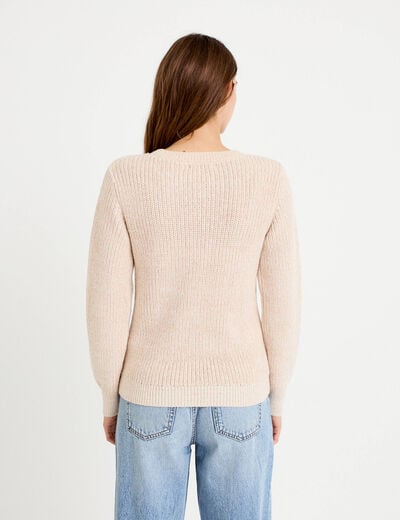 Pull manches longues brillant ivoire femme