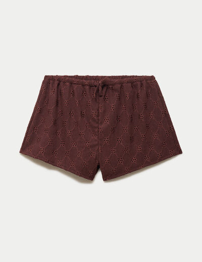 Short ajour&eacute; marron femme