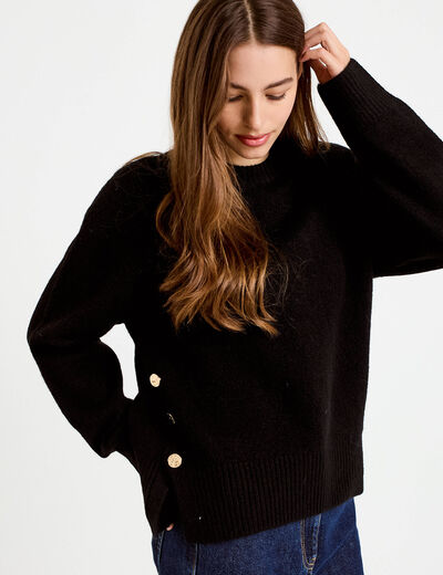 Pull manches longues noir femme