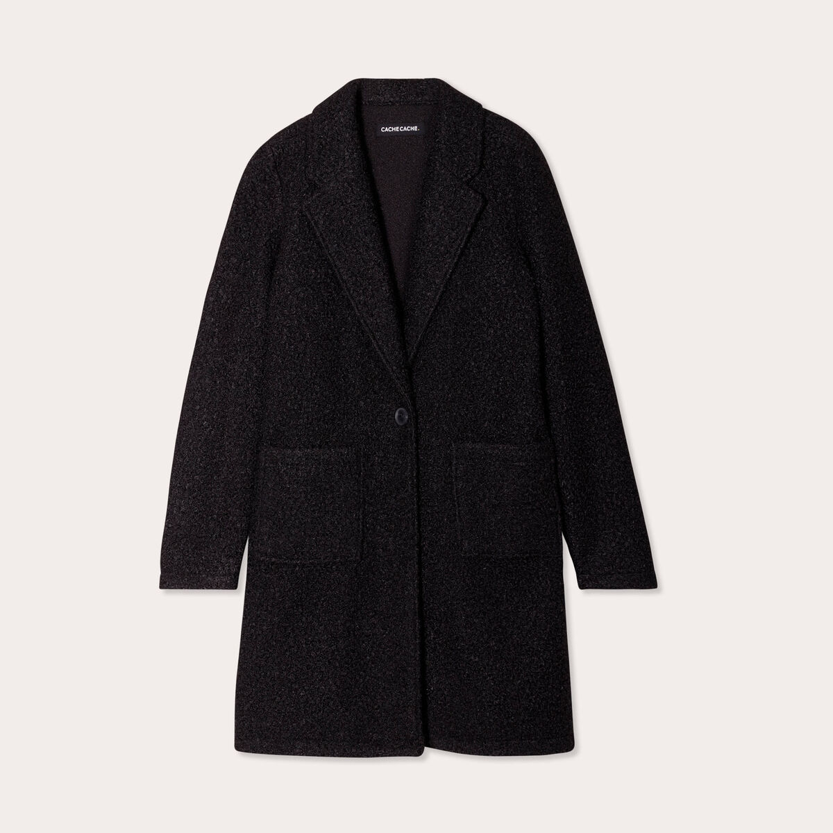 Manteau ample bouclette noir femme