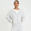 Sweat &agrave; capuche manches longues gris clair femme