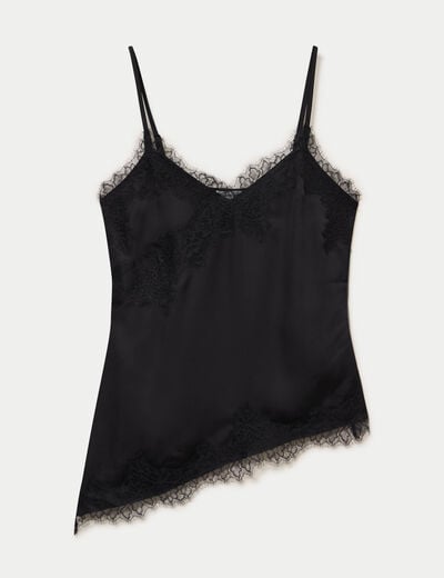 D&eacute;bardeur ajust&eacute; d&eacute;collet&eacute; dentelle noir femme