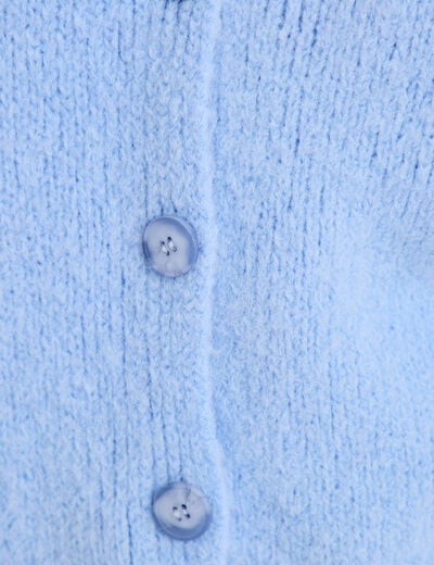 Gilet ample col v manches 3/4 bleu ciel femme