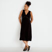 Robe longue droite sans manches col v noir femme