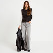 T-shirt 2-en-1 col rond manches longues gris fonc&eacute; femme