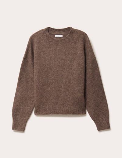 Pull col rond marron fonc&eacute; femme