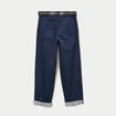 Pantalon chino 7/8&egrave;me taille &eacute;lastiqu&eacute;e bleu marine femme