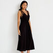 Robe longue &eacute;vas&eacute;e col v sans manches noir femme