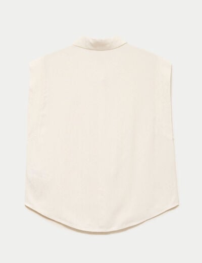Chemise sans manches col am&eacute;ricain ecru femme