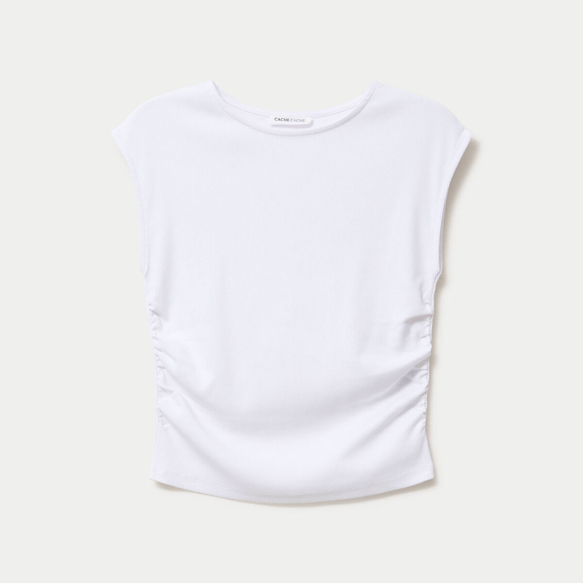 D&eacute;bardeur ajust&eacute; col rond blanc femme