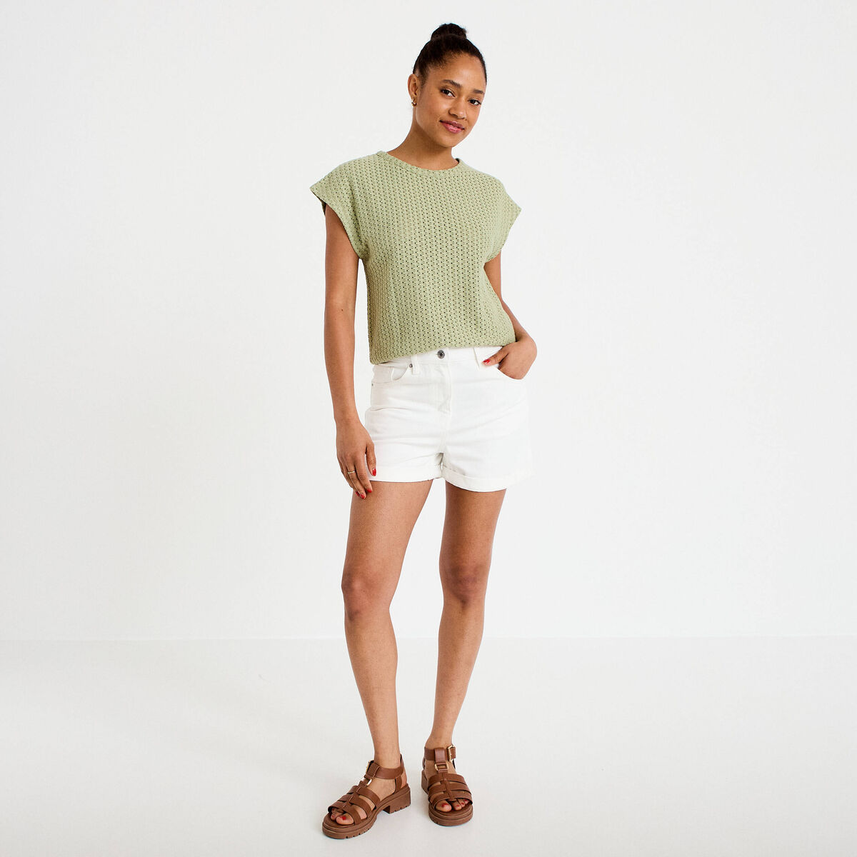 Short ecru femme