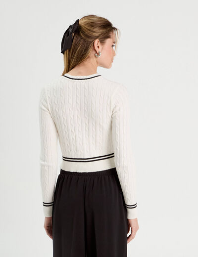 Gilet manches longues ajust&eacute; ecru femme
