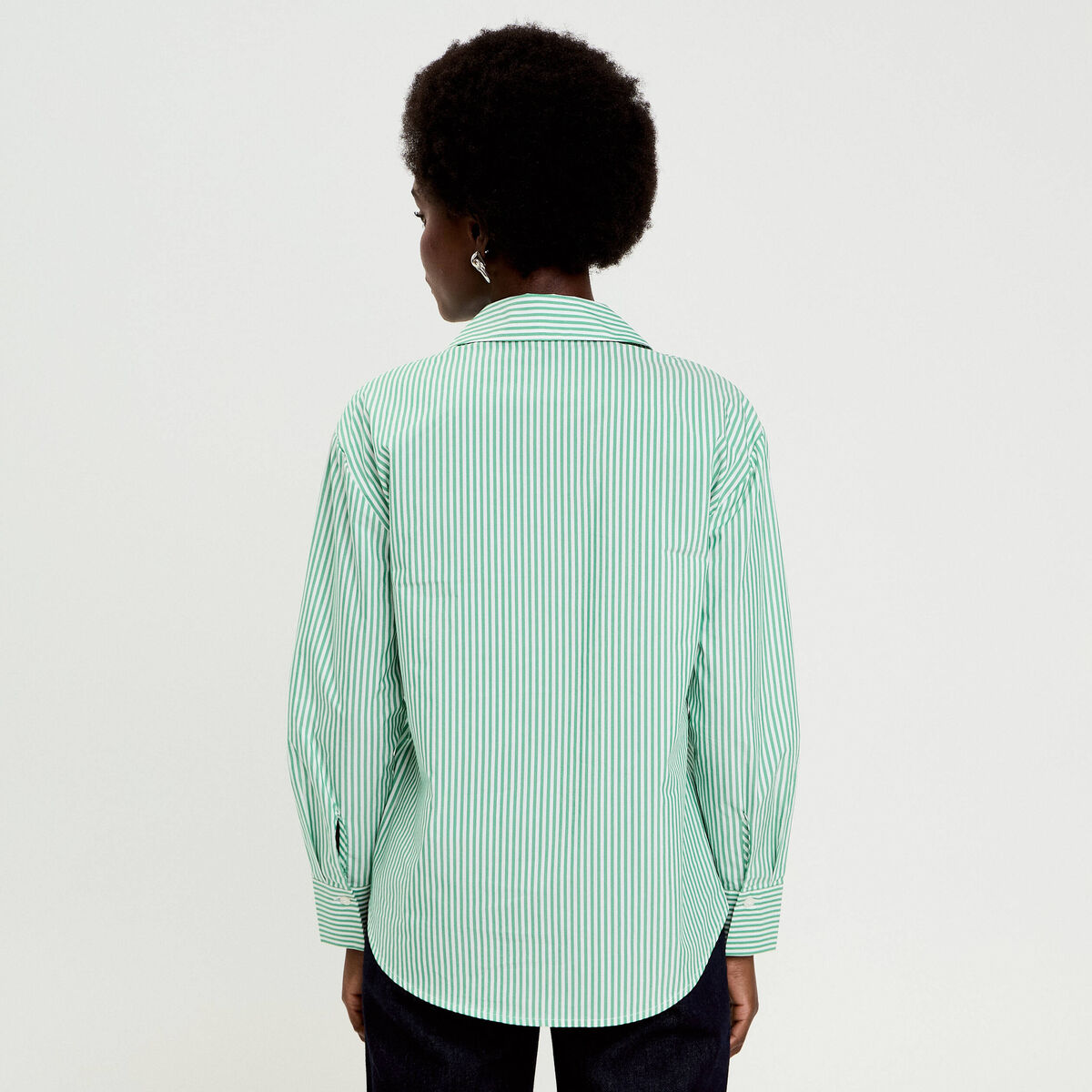 Chemise ray&eacute;e broderies fantaisie vert clair femme