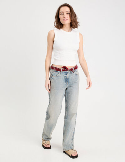 D&eacute;bardeur textur&eacute; blanc femme
