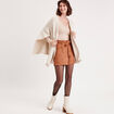 T-shirt thermique col en V plumetis sable femme