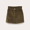 Short taille haute en velours vert kaki femme