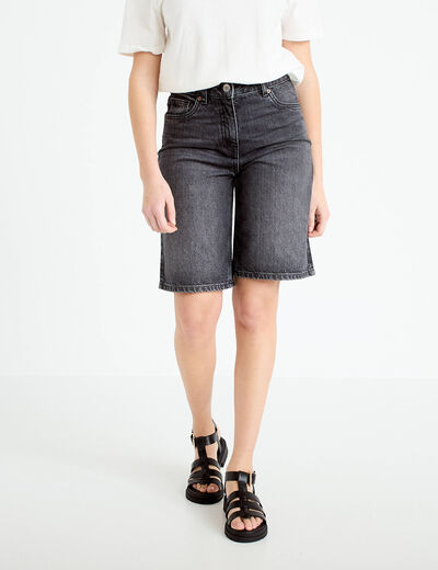 Bermuda en jean denim noir femme