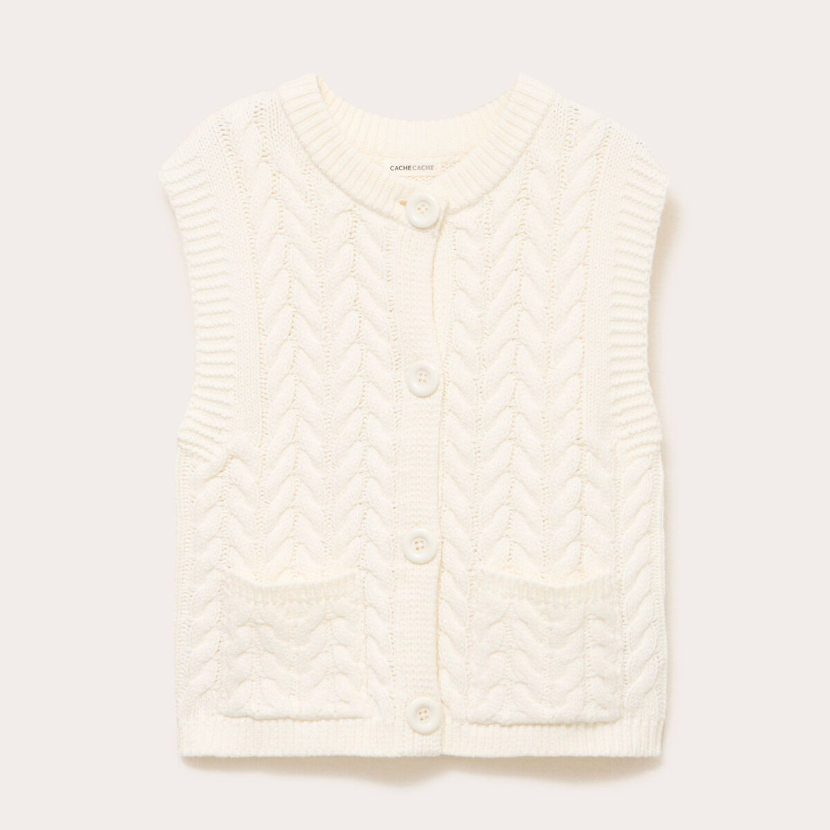 Gilet sans manches ecru femme