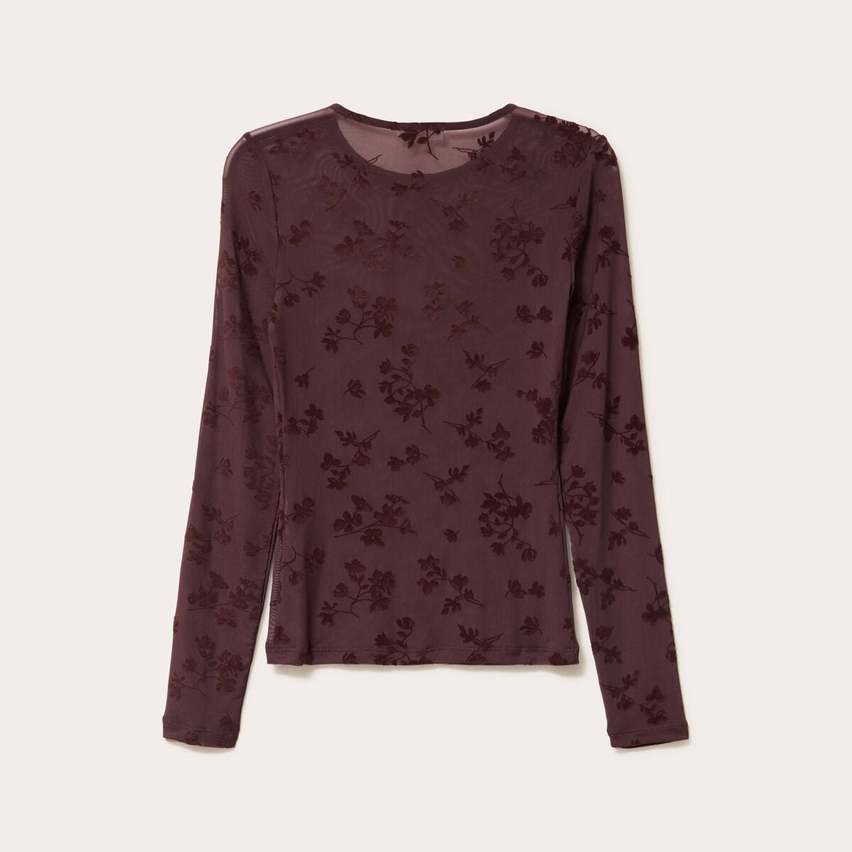 T-shirt ajust&eacute; manches longues marron cognac femme