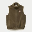Veste sans manches col montant bouclette vert kaki femme