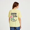 T-shirt bouclettes manches courtes jaune pastel femme