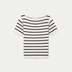 Pull ajust&eacute; court col bateau blanc femme