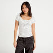 T-shirt c&ocirc;tel&eacute; blanc femme